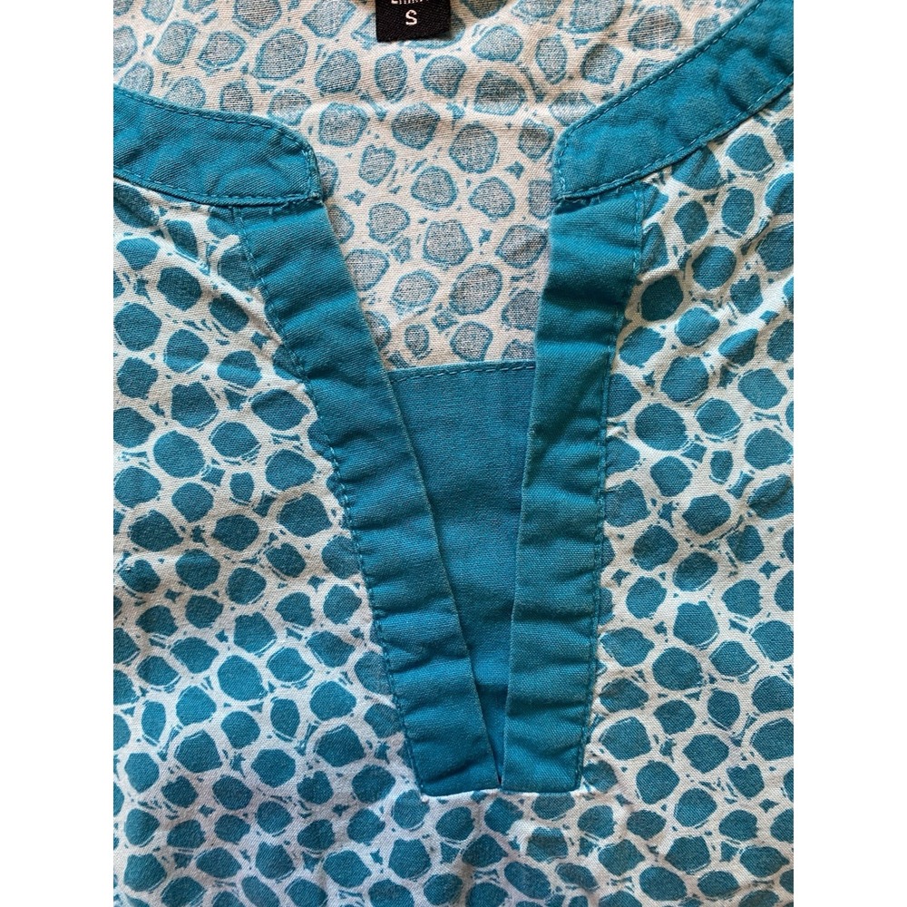 Peaches Small‎ Women's Scrub Top Teal Dot Print Blue Cute Sleeves - Picture 12 of 14